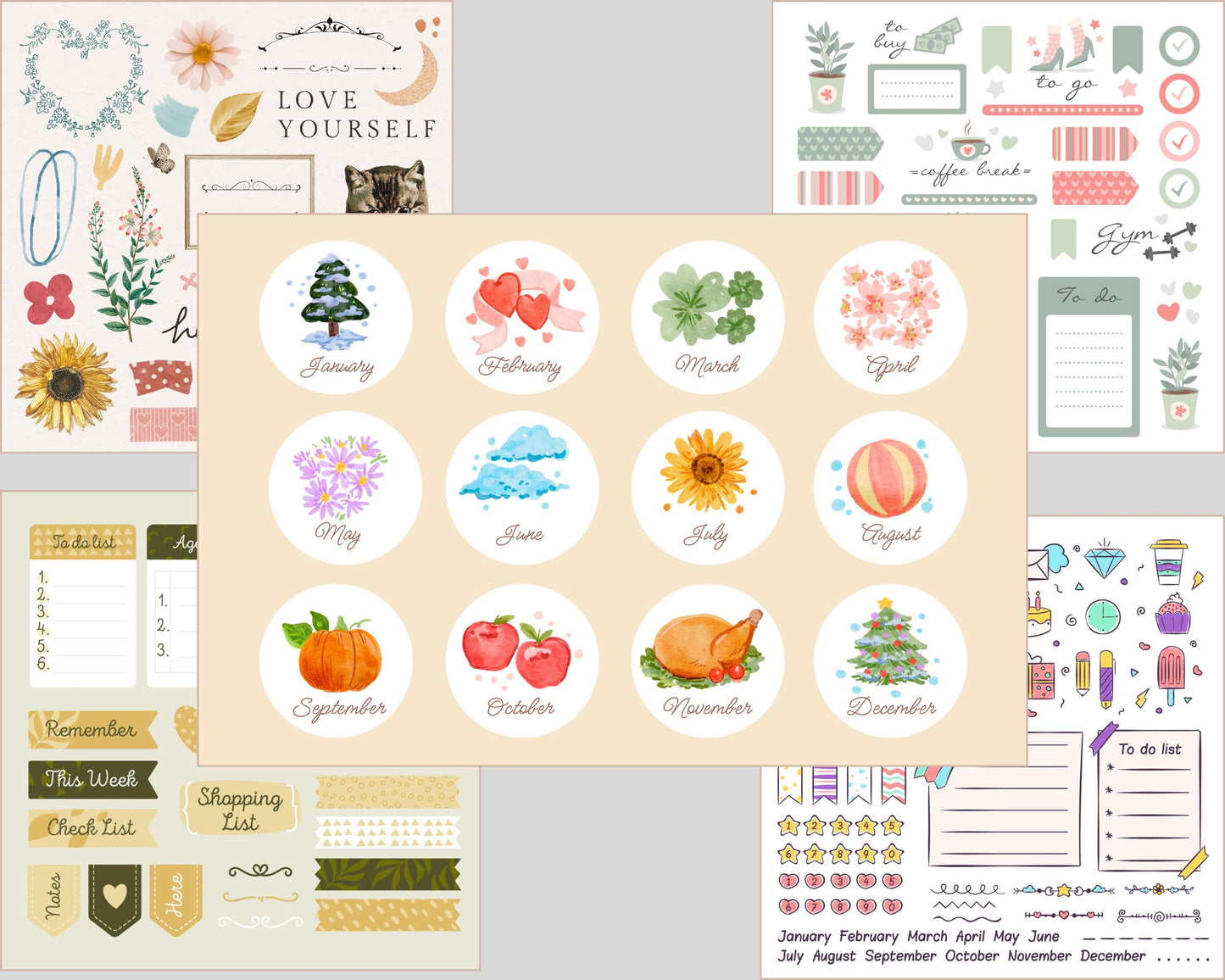 aesthetic digital planner stickers