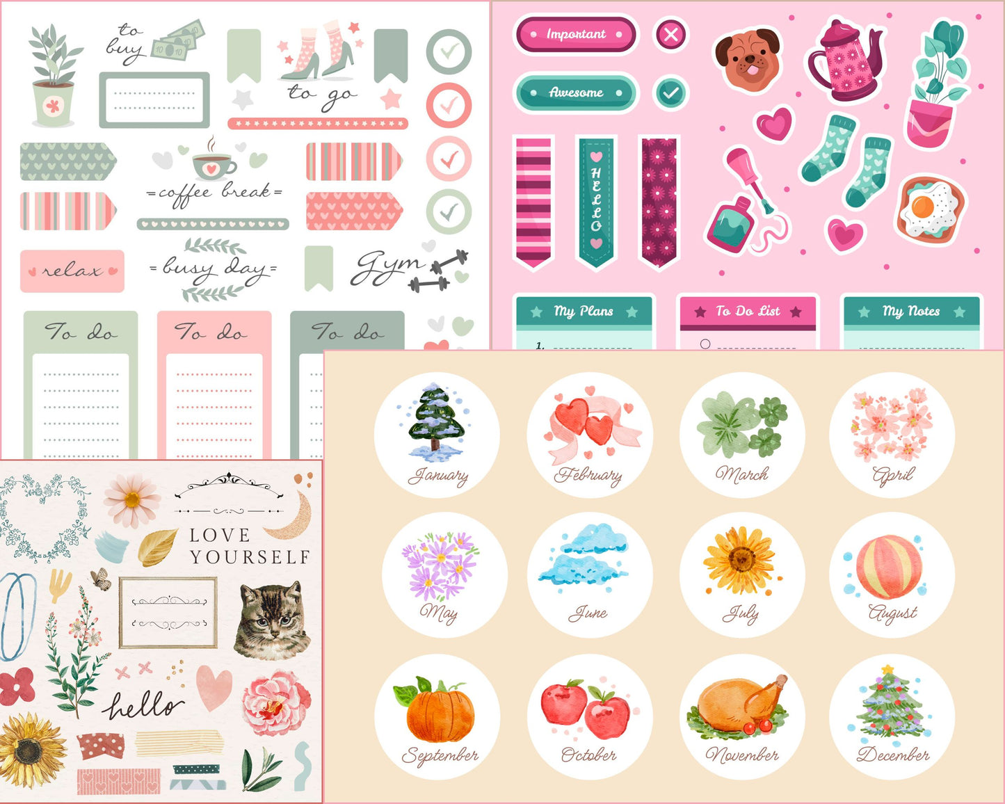 aesthetic digital planner stickers