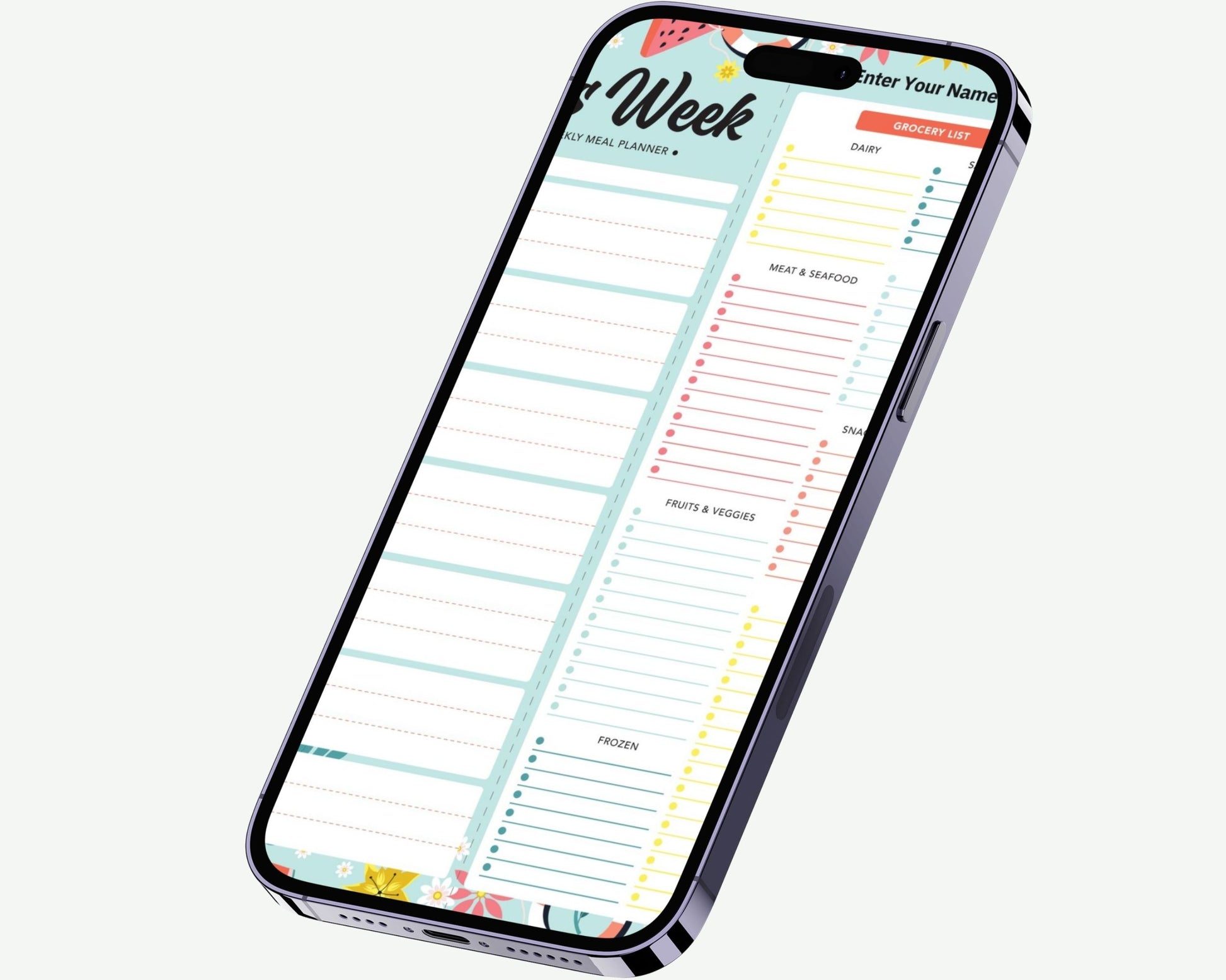 Meal planning template