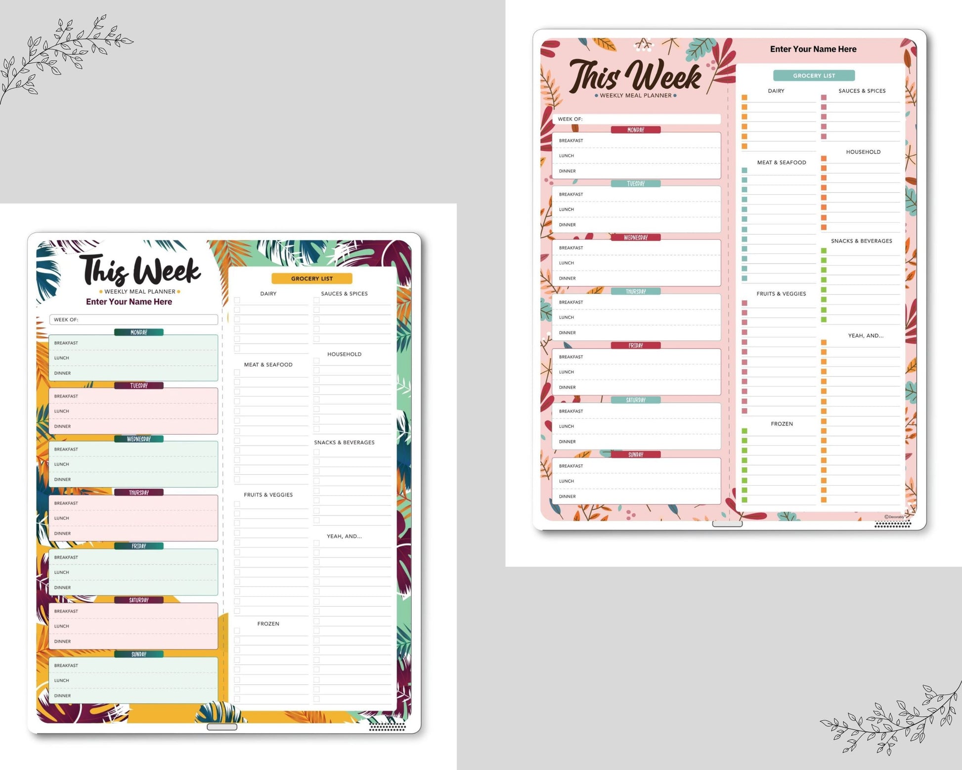 Weekly Planner with Meal Planner