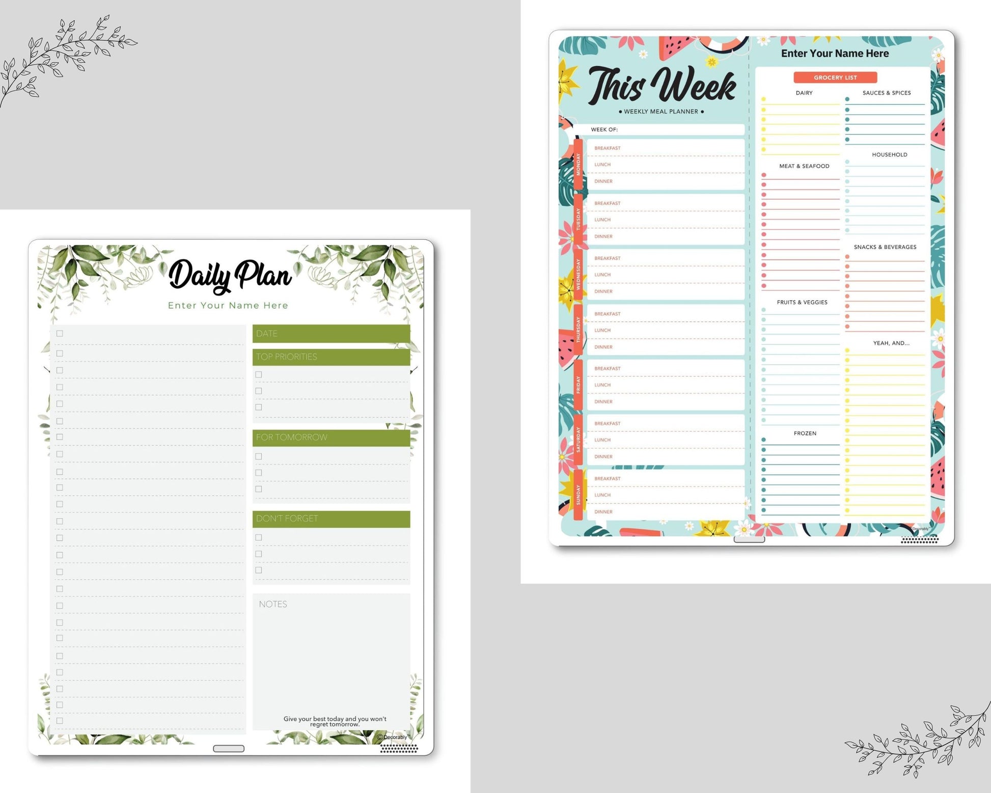 Weekly Planner with Meal Planner