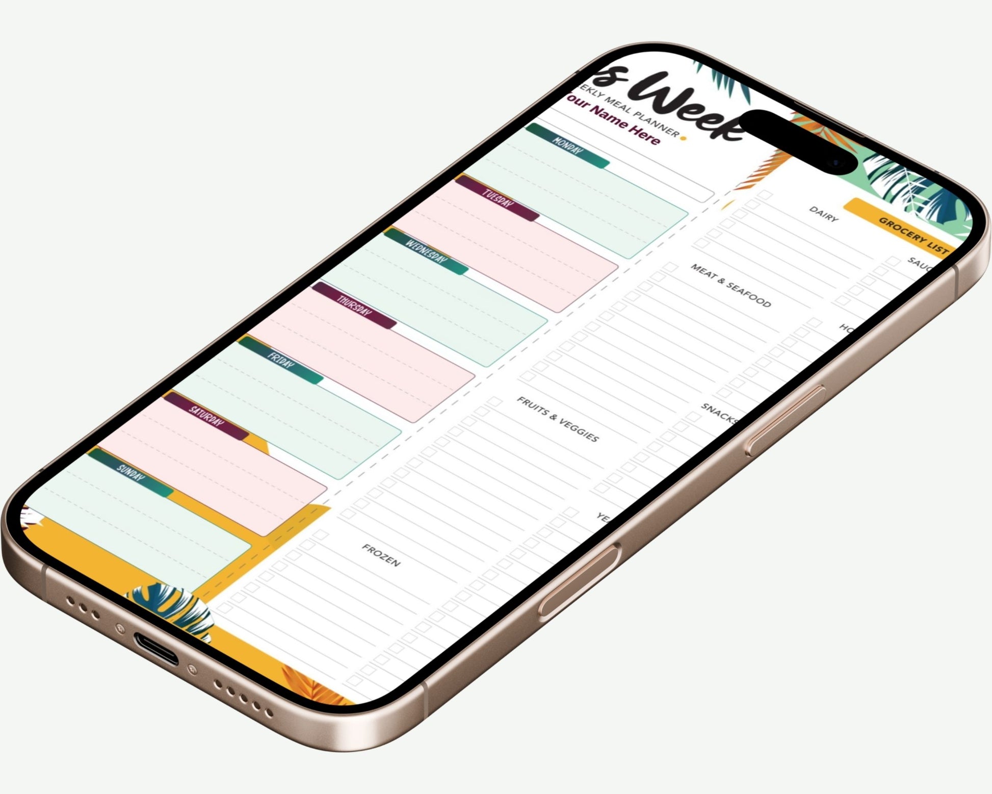 Printable Weekly Planner PDF Purchase