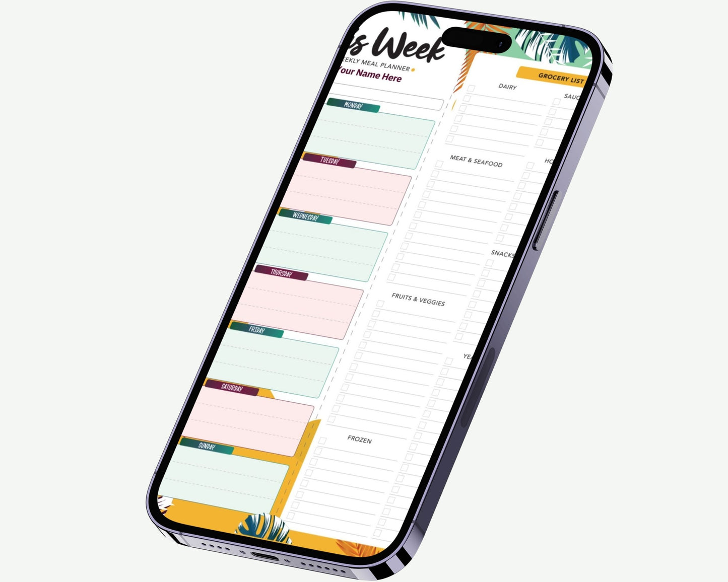 Printable Weekly Planner PDF Purchase